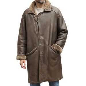 Vintage Men's Brown Sheepskin Coat